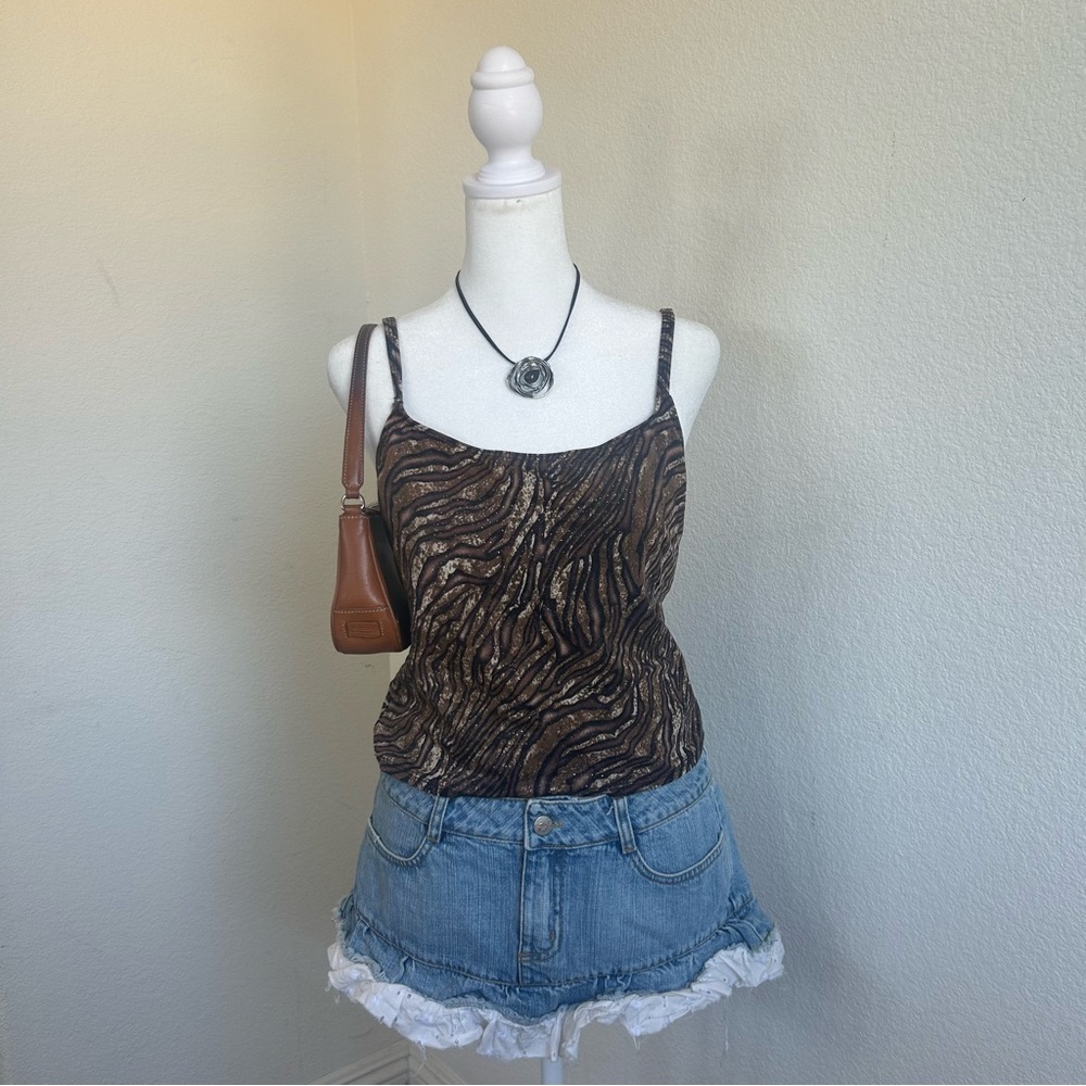 Vintage Animal Print Cami Top Brown and Black